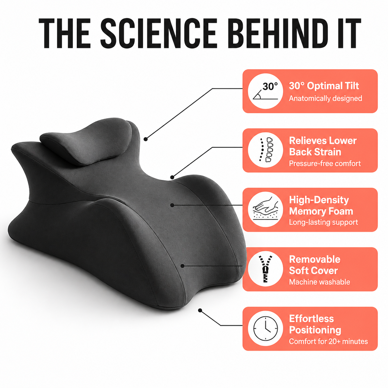 Elite couples wedge pillow shown on a bed for comfortable intimate positioning